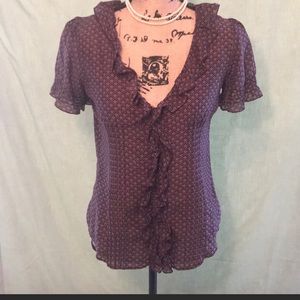 Gap button down light ruffle blouse top 4